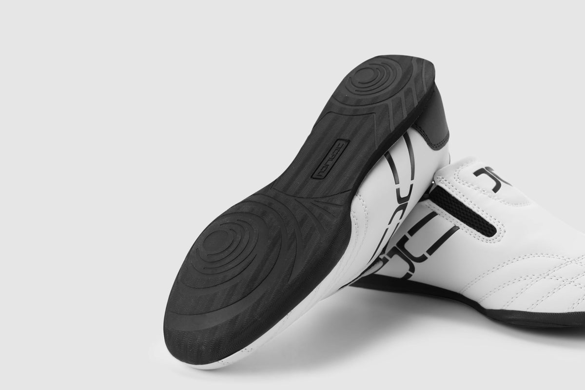 JC Kicks MK1 Taekwondo Shoes White Upper and Black Sole