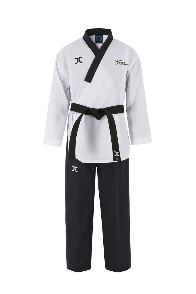 Winner male, dan collar, Taekwondo uniform, poomsae dobok, world taekwondo approved