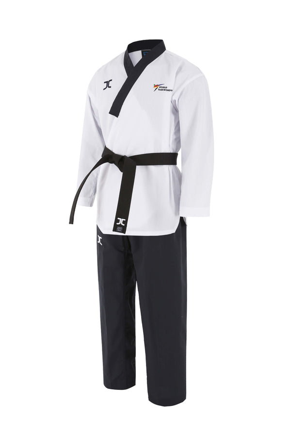 Winner male, dan collar, Taekwondo uniform, poomsae dobok, world taekwondo approved
