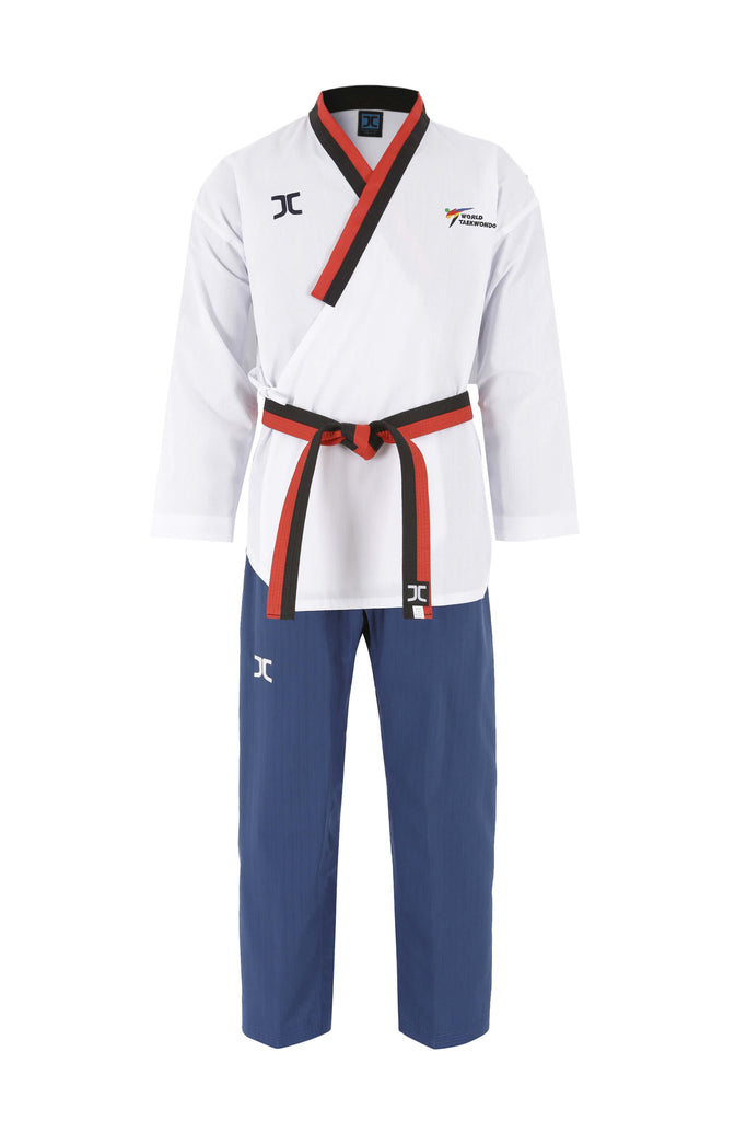 jc poomsae, winner fabric, male uniform, dobok, world taekwondo, martial arts