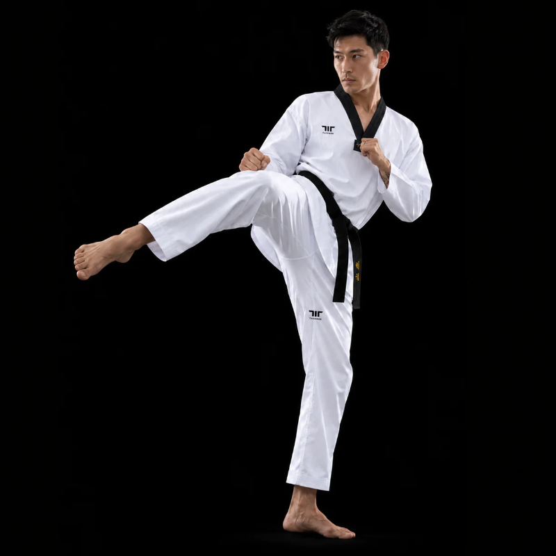 Tusah Nova Dan Taekwondo Uniform – WT approved black V neck