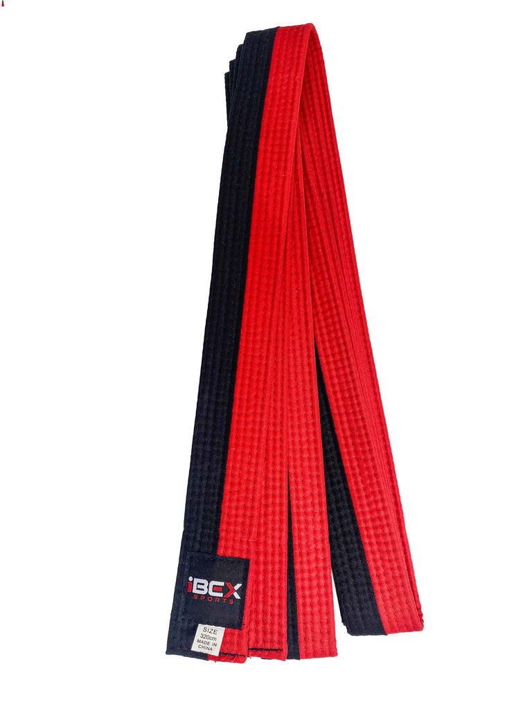 Martial Arts Poom Belt - Half Red & Half Black - IBEX Sports