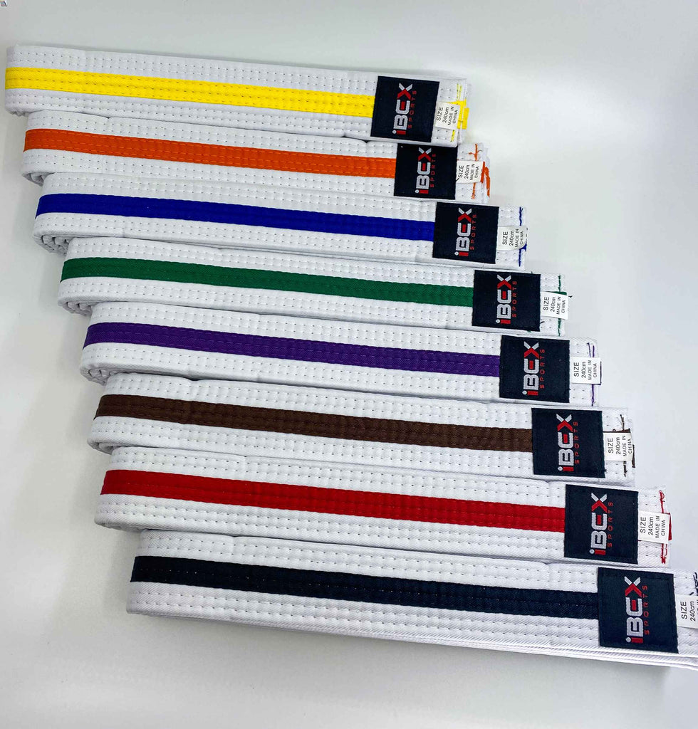 Martial Arts White Belt with Colour Stripe - IBEX Sports