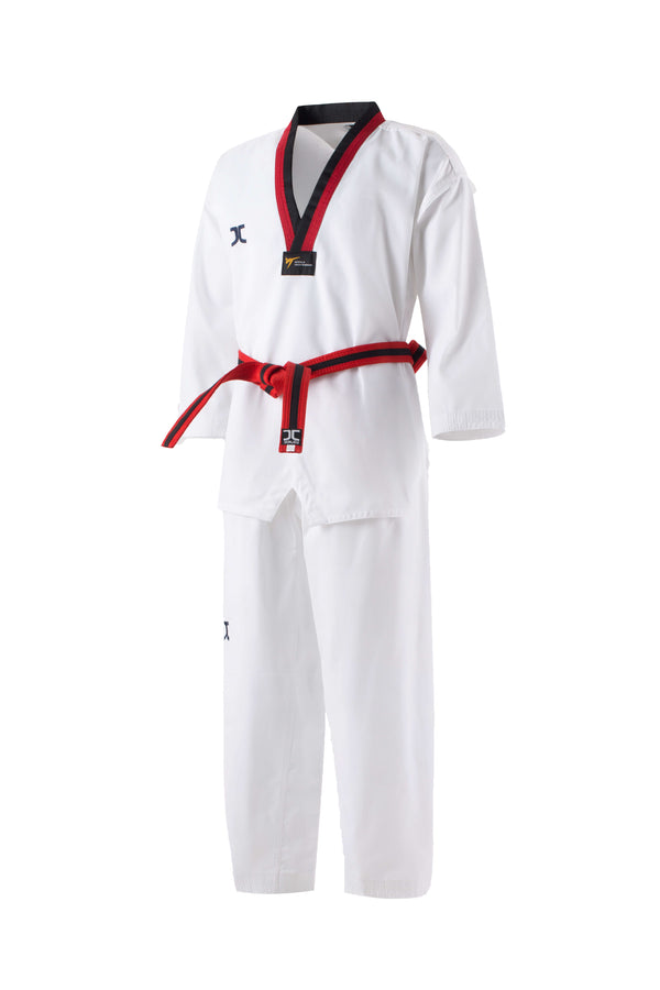 JCalicu Poom Cooler Uniform White V-Neck Uniform - World Taekwondo Approved 